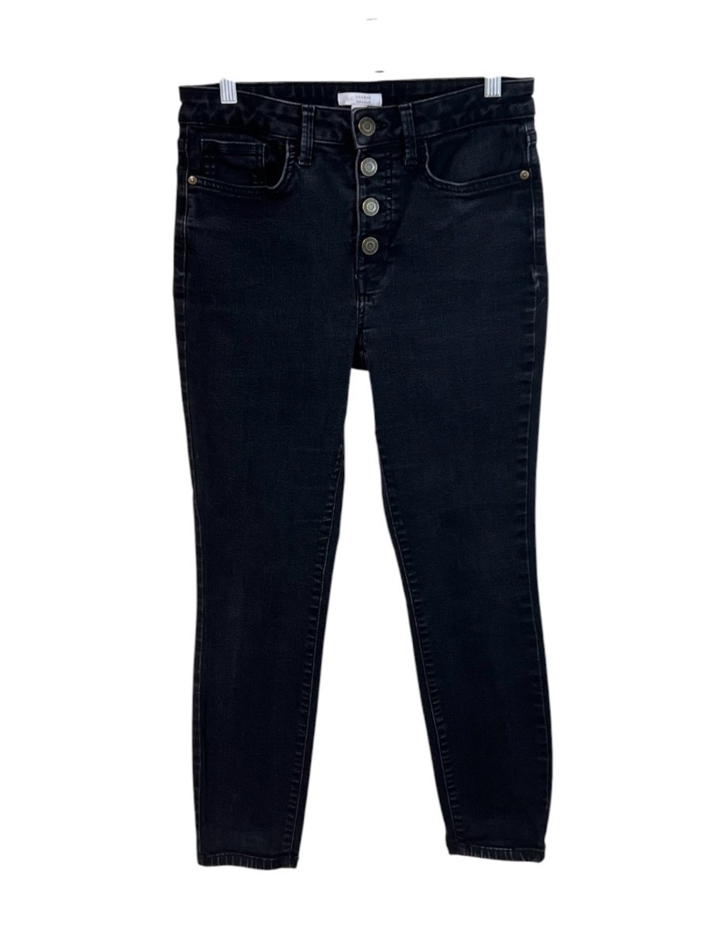 Lauren Conrad High Rise Skinny Jeans Button Fly Faded Black Size 8